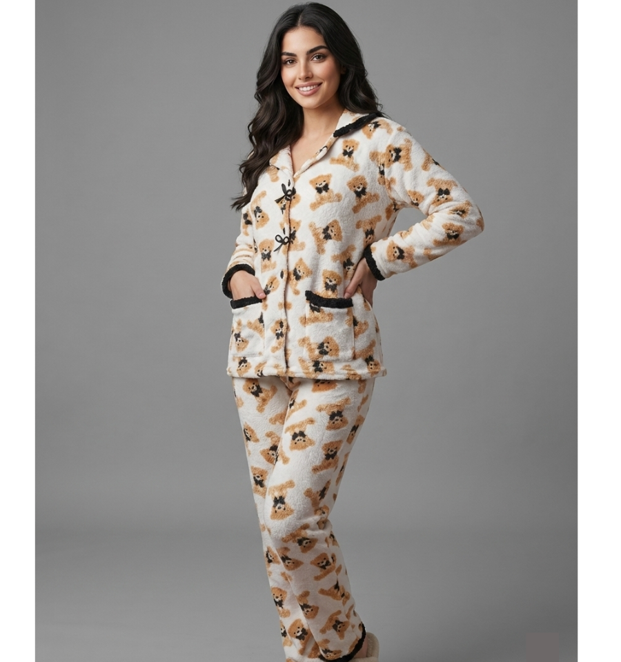 Pyjama Caniche Femme Premium – Douceur Extrême, Chaleur & Confort Hiver Maroc